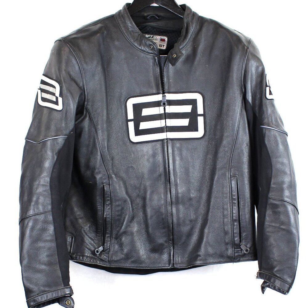 Vintage Shift Leather Motorcycle  Padded Jacket Mens XL